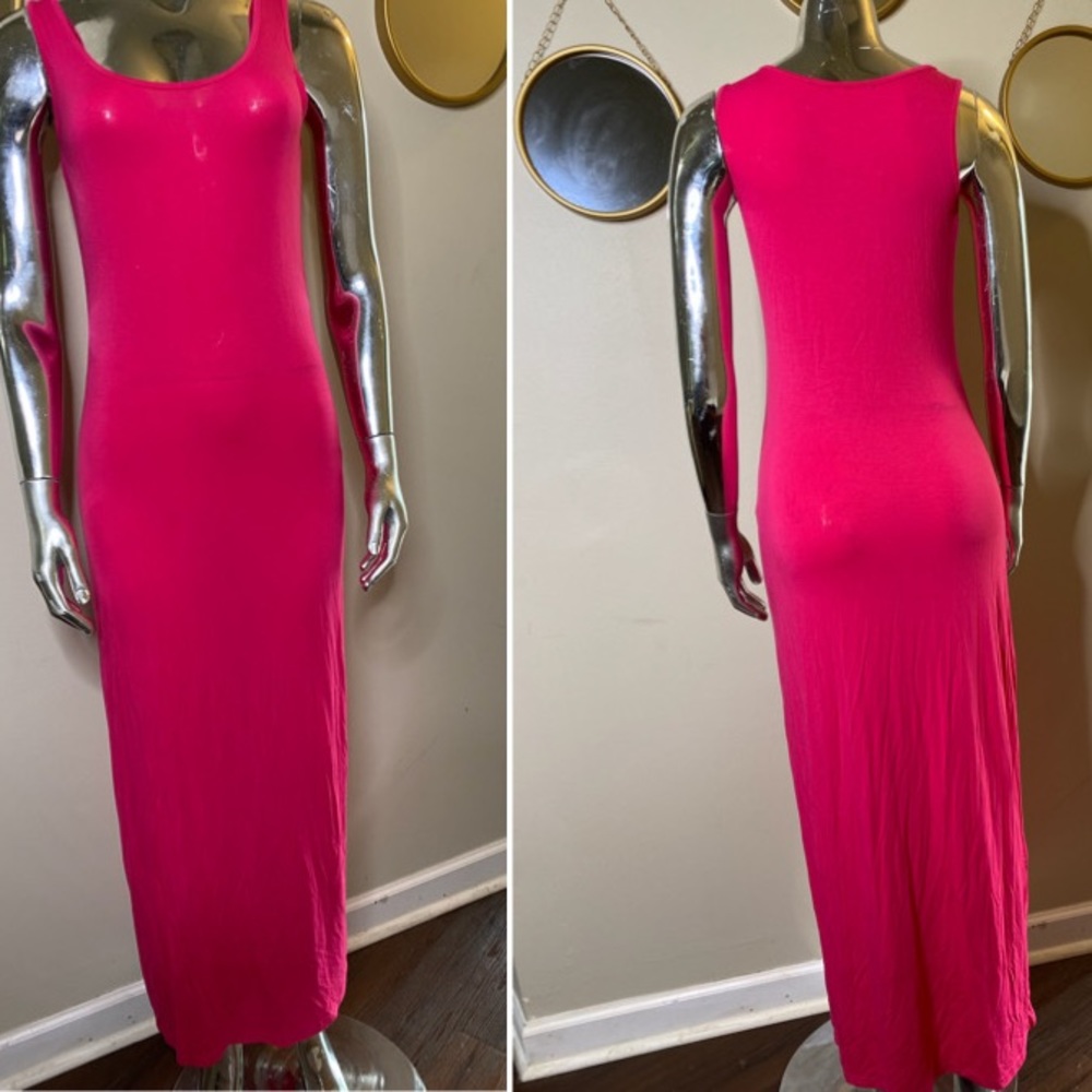 Casual Hot Pink Long Dress